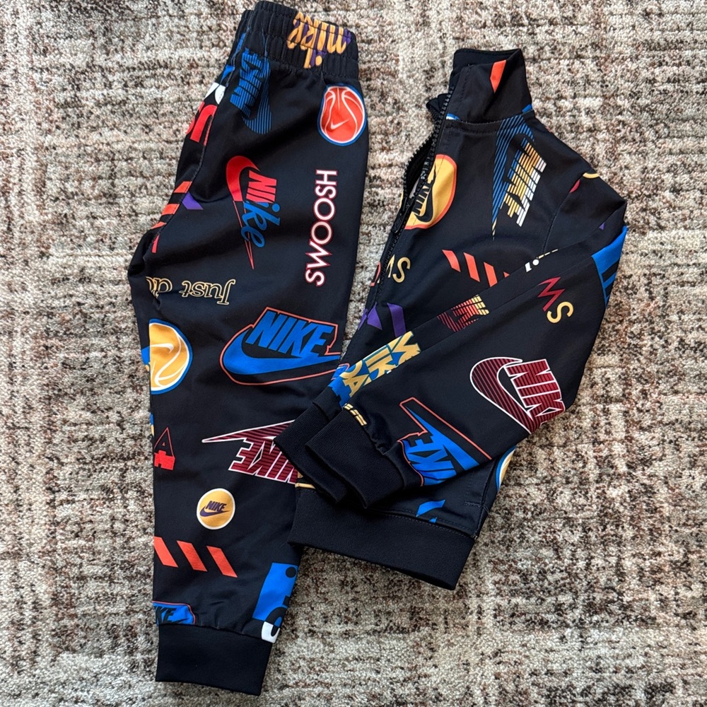 Nike Kids Black Multicolor Logo Joggers